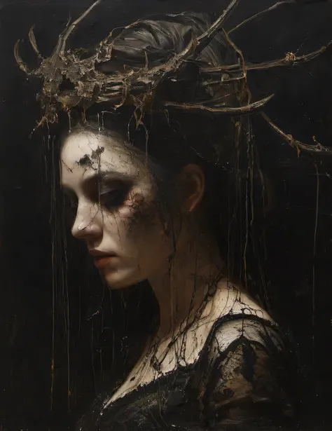 James Gurney, surrealism art , dream like, uncanny, provocative, Symbolic, Complex, detailded,, (Gothic but very beautiful:1.4), (work of art, highest quallity:1.4) , Style Nicola Samori, Spiderwomam