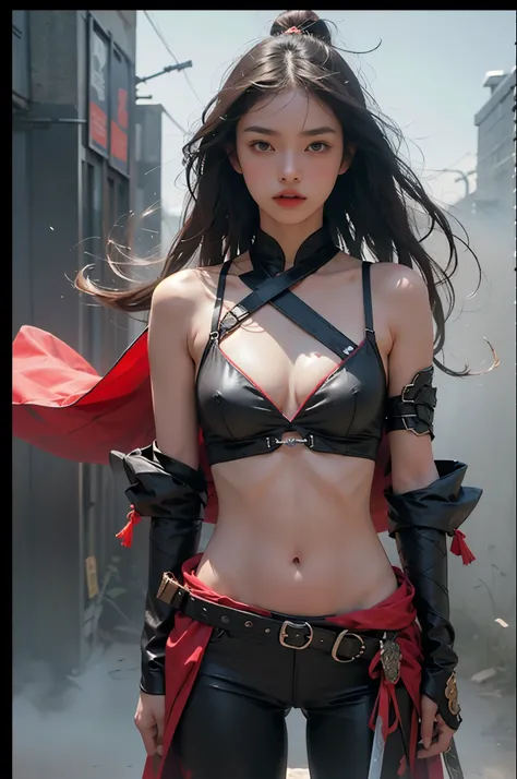 (RAW photo, 32K, realistic, exquisitely detailed skin), masterpiece, best quality, official art, unity 32K wallpaper, ultra detailed,(dark scene,low key,soft lighting), cinematic look,high saturation,best anatomy,volumetric Fog,
a samurai girl, slim body, ...