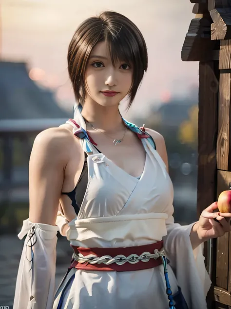 20 year old Japanese beauty,One woman、Muscular body like a bodybuilder、Emphasize the breasts、Slit eyes、A head-to-toe view,Bust is very very large、The background is a medieval European kitchen、High quality photos、Clear, crisp images of the lower body、Master...