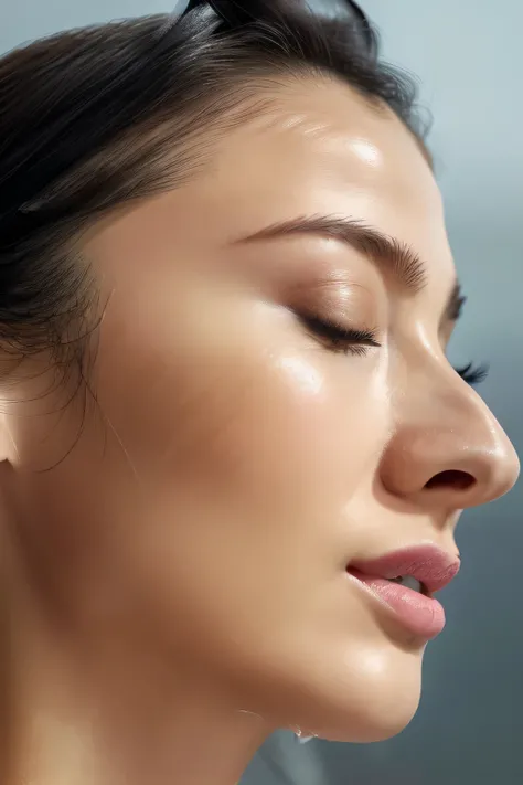 Taylor Hill、High resolution realistic photos,8k,Realistic skin texture,to be born々New People々々々々,1 girl,Tabletop,,Awards - Winning Photos, Very detailed, Close your eyes, Nose and mouth,Face Focus, Extreme close up of face、Woman with open mouth and closed ...