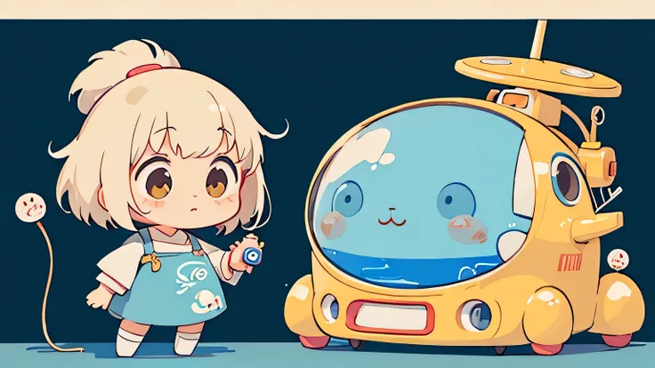 hayao miyazaki style, Kawaii Design, The most beautiful girl of all time、chibi, Cute humanoid alien、Mars exploration、fun