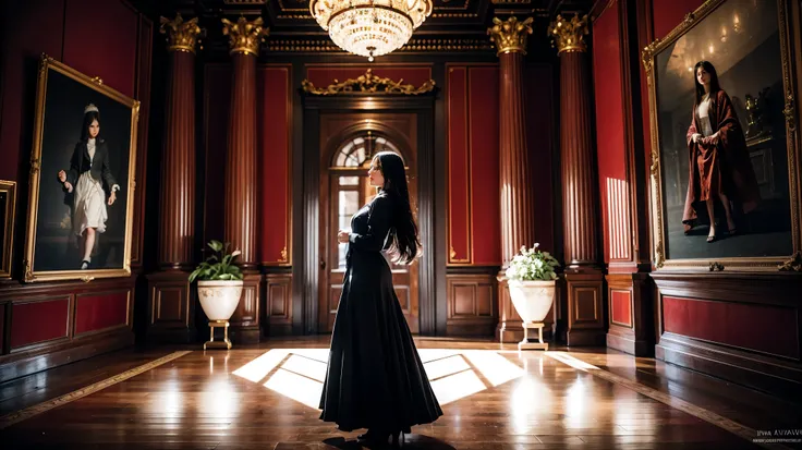 A Young and Complex Woman in the Royal Palace, Art by Ivan Aivazovsky, Wide-angle lens/2.8, Ultra-high resolution complex textures, Texture Indentation, The perfect perspective, Perfect geometry, Super crazy ambient lighting, Super crazy ambient shadows, L...