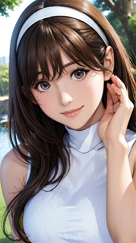 nene kasaki々、shiny brown hair,  (beautiful brown eyes、sparkling eyes, fine grain)、smile、very fine eye、highly detailed face, high...