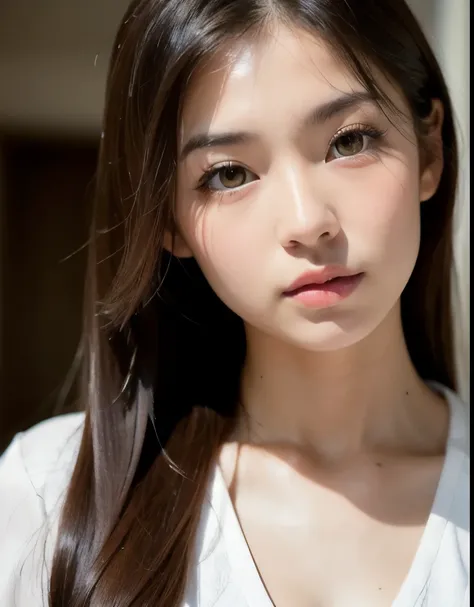 best quality, face focus, soft light, ultra high res, (photorealistic:1.4), RAW photo,
1japanese girl, solo, cute, (pupil, lights in the eyes),  detailed beautiful face, (small chest),(high resolution detail of human skin texture),
(long hair),
indoor,
Dam...