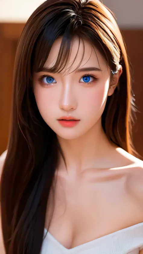 8k super detailed artwork, professional layout (realistic masterpiece, best quality: 1.2), 1 beautiful girl with clear blue eyes, sexy standard body, solo. Experience the absolute wonder of an 8K resolution render, with cinematic lighting and a realistic d...