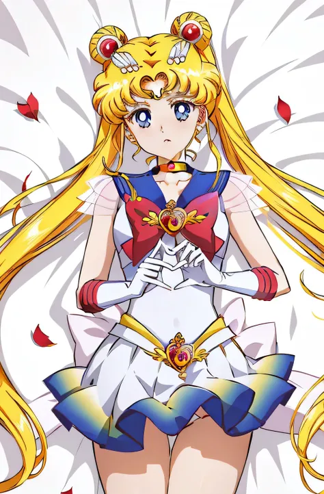 masterpiece, top quality, (single person), supersailor moon, detailed face, happy, face focus, cowboy shot, white wall, on bed, bright room, having sex, embarrassed face, white gloves, detailed eyes, details face, hotel room, detailed background, multicolo...