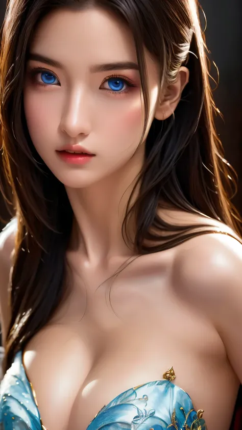 8k super detailed artwork, professional layout (realistic masterpiece, best quality: 1.2), 1 beautiful girl with clear blue eyes, sexy standard body, solo. Experience the absolute wonder of an 8K resolution render, with cinematic lighting and a realistic d...