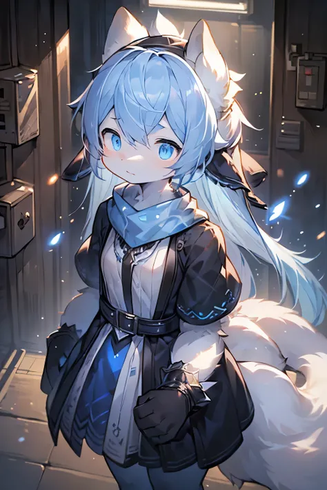 ((masterpiece)), (best quality), (detailed), (1 Girl), (Internal data flow) Light blue gradient hair, light blue glowing eyes, Straight Hair, Wearing a modern white shirt and black dress, covered by data particles, Lock around the neck