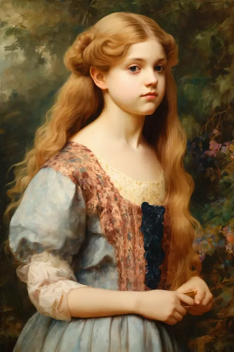 Sophie Jane Jensen Anderson Style - A girl in a courtly dress painted in an oil painting style