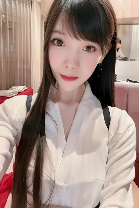(best qualtiy,tmasterpiece:1.2),Ultra-high resolution,realisticlying,Front lighting,Complicated details,Exquisitedetailsandtextures,(1girll),solo,The upper part of the body,Blue Hanfu,Petal pattern,Nice big eyes,a blue dress,beauitful face,facing to audien...