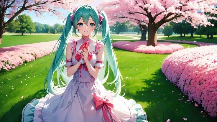 Hatsune Miku、Sakura Miku、smile、Twin tails、spring、Cherry tree