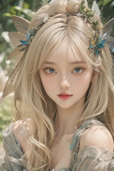 best quality、high resolution、very detailed、masterpiece、(live shooting:1.5)、bona fide:1.5、photobona fideistic:1.5、Very delicate and beautiful、small details、(European:1.5)、(open your legs:1.1)、Elegant and beautiful fairy portrait、She blends in with nature、Be...