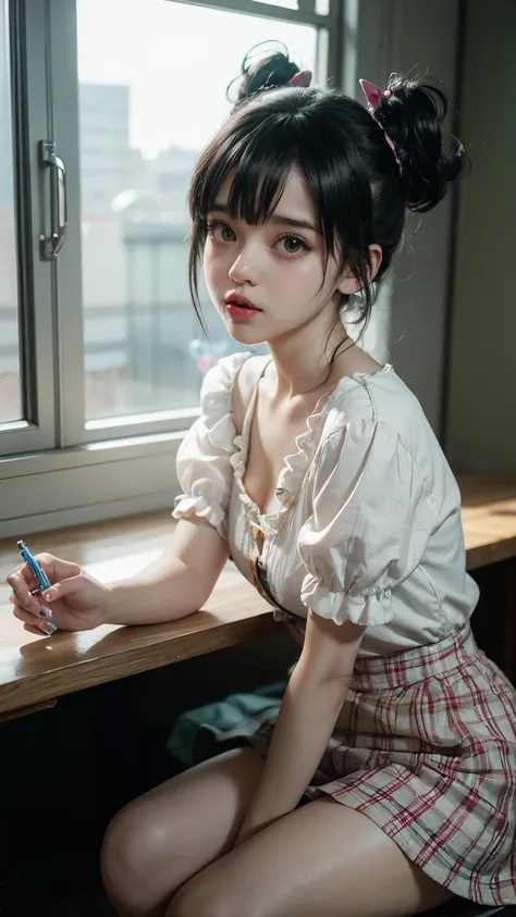 cute  melanie martinez as a very cute anime character, cartoon character, unreal engine warm interior lighting art station detai...