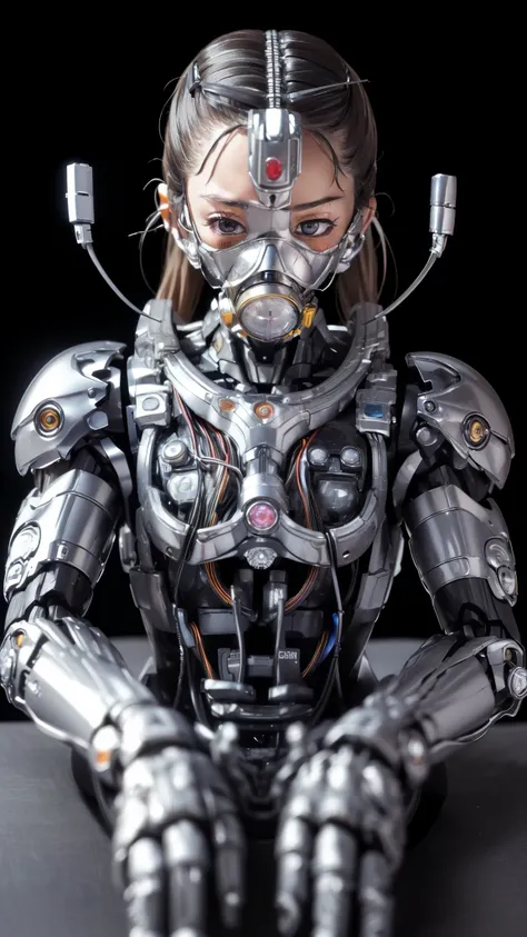 (((masterpiece))), (((Highest quality))), ((Very detailed)), (Highly detailed CG illustrations), ((close your eyes)), ((gas mask)), ((bare hands)) ((Very delicate and beautiful)),(Cute and delicate face),Cinematic Light,((1. Machine Girl)),alone,whole body...