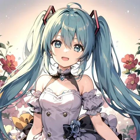 Hatsune Miku、Cute Smile、Open your mouth、Chibi Character、Highest quality