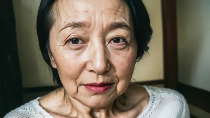 masterpiece, ((depth of written boundary)), 32k, beautiful finish, face close-up, beautiful mature woman, 90-year-old woman, pho...