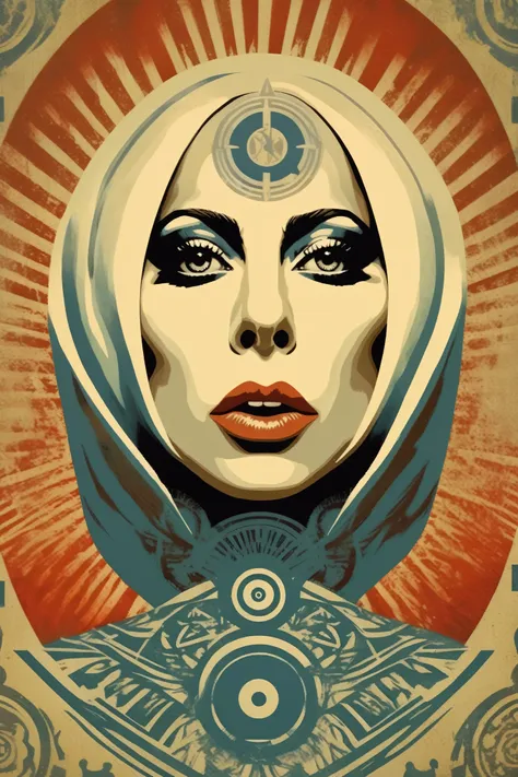 lady gaga shepard fairey style - she watch channel zero in the style of shepard fairey using muted colors