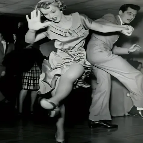 A couple swing dancing