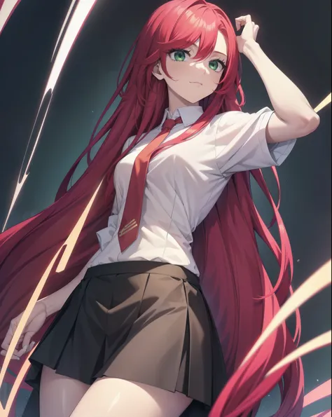 SimpleNegativeV3, an14, badhandv4,1girl, amy, long hair, red hair, green eyes, suit with long skirt, white shirt, 4K, 8k, 16k, HD, 1080P, best quality, high quality, super detail, anatomically correct, masterpiece
