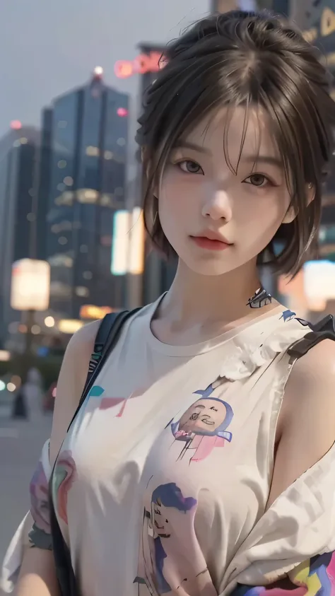 最high quality, masterpiece, 超High resolution, (realistic:1.4), Raw photo, 1 girl,, short hair,, (masterpiece, 最high quality, high quality, High resolution, Super detailed),at night,neon,cyber punk