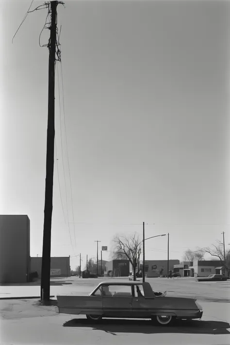 Robert Adams style - how to interpret contradictions between propositions (thesis) and its antithesis is resolved at a higher level of truth (synthesis). in the style of Lee Friedlander