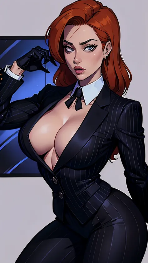 FBI agent Dana Scully from "The X-Files." 90s, black pinstripe suit. AHEGAO