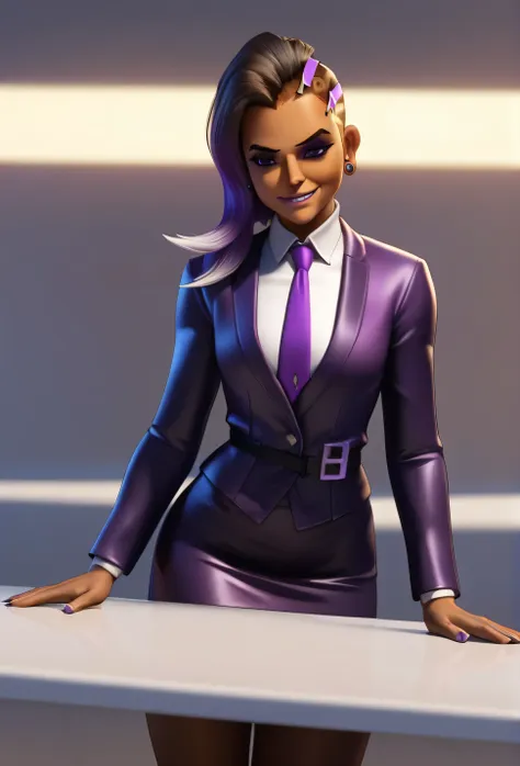 score_9, score_8_up, score_7_up, score_6_up, score_5_up, score_4_up, 3d,
owsombra, smirk, purple skirt suit, (((three-piece suit...