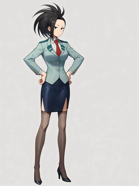 score_9, score_8_up, score_7_up, score_6_up, score_5_up, score_4_up, BREAK
yaoyorozumomo, 1girl, black eyes, black hair, ponytail, long hair, hair pulled back,
skirt suit, (((three-piece suit))), (((dress shirt))), (((necktie))), (((blazer))), (((suit jack...