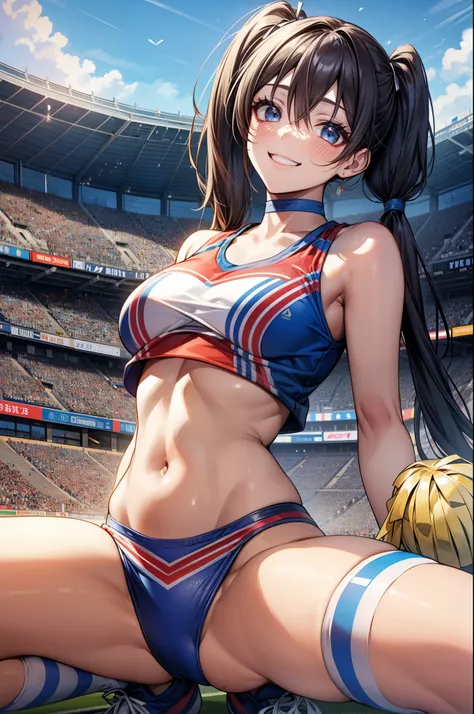 1 person, Japanese, , White skin, Mid-chest, , Take in the view, (Adorable smile:1.5), 
Beautiful attention to detail, blue eyes, (Long Hair:1.4, bangs, Hair between the eyes, Twin tails:1.7), (belly button:1.1), Silver Hair, 
Beautiful Hair, Beautiful cla...