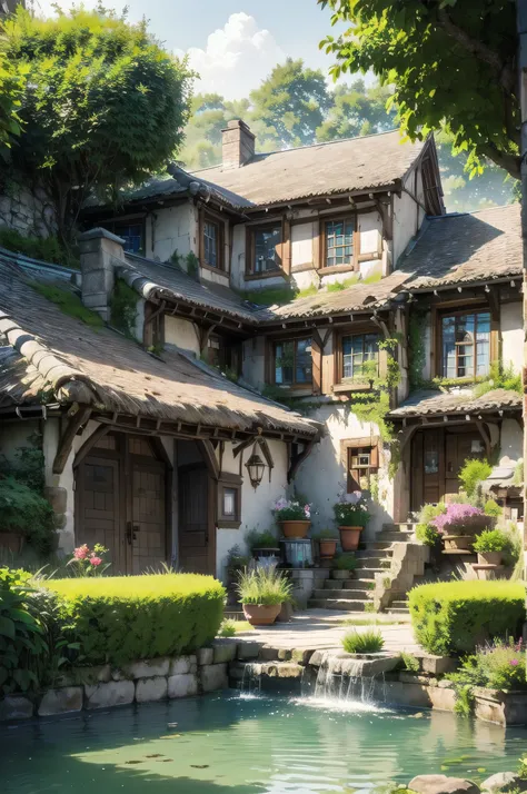 The gravity-defying streets of another world. Houses are built in the air, and buildings are erected on tiny foundations that could never be supported. Beautiful medieval European-style gardens with fountains spewing water in patterns. The woman stands the...