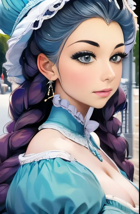 a close up of a woman in a dress with a hat on, a pastel inspired by Nina Petrovna Valetova, tumblr, rococo, olivia culpo as milady de winter, victorian style costume, with victorian clothing, dressed in a medieval lacy, a beautiful victorian woman, nina d...