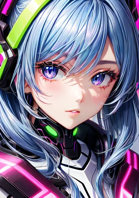 Vivid color Neon Cyber Beautiful girl Anime