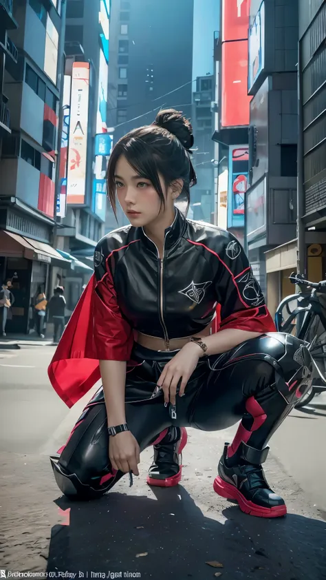 girl in character concept art that combines japan ronin clothing and the beauty of modern technology.. (best quality, 4k, 8ก, he...