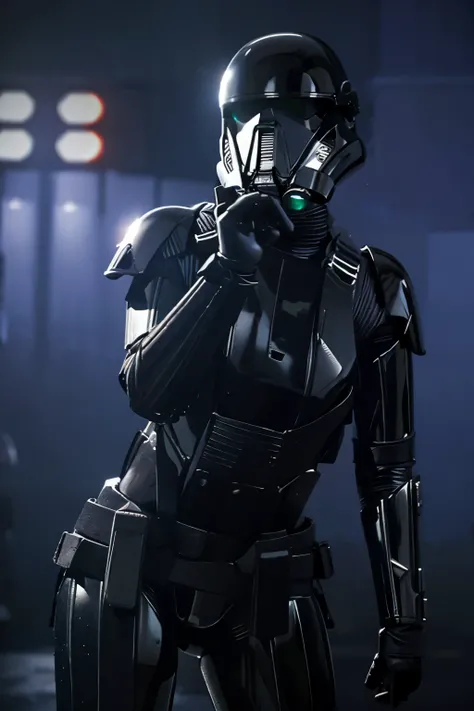 teen girl, star wars Deathtrooper, big thighs sexy teen, with helmet, posing seductively, teasing
