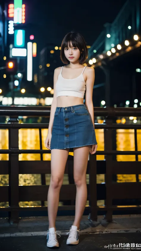 最high quality, table top, high resolution, 24 years old, 1 girl, new york night view, blur the background, full body image, look...