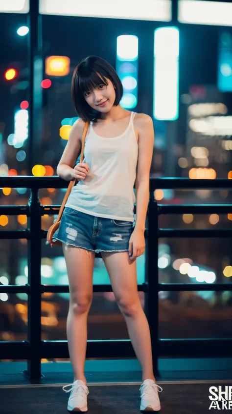 最high quality, table top, high resolution, 24 years old, 1 girl, new york night view, blur the background, full body image, look...