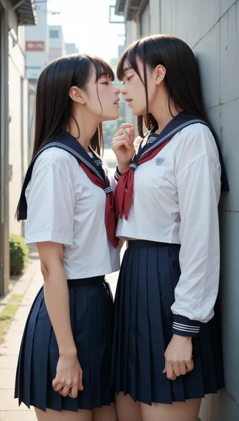 lesbian, japanese high school、uniform、