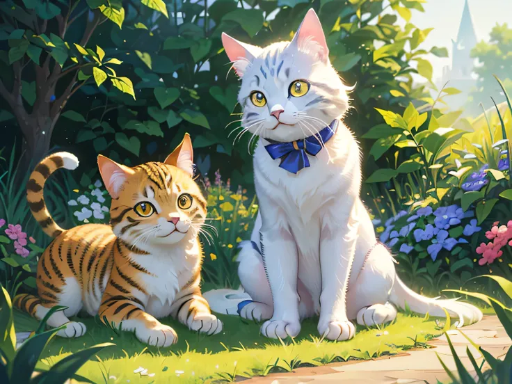 (Better Quality,4K,8k,High resolution,Raw work:1.2),Super detailed,(Realist,fotorRealist,fotorRealist:1.37),beautiful,Fine grain,Detailed lips,Very detailed,adorable,Cat playing in the garden,Bright light,Bright light,Magic lighting,adorable3Dレンダリング,Nice a...