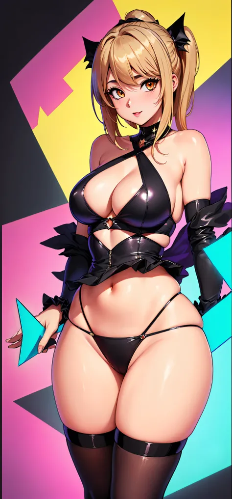 a cartoon picture of a woman in a black outfit and a star, thicc, cutesexyrobutts, oppai cyberpunk, ( ( misa amane # ) ), oc commission, monokini, android 18, misa amane *, commission for high res, lola bunny fanart, ecchi anime style, oppai, anya from spy...