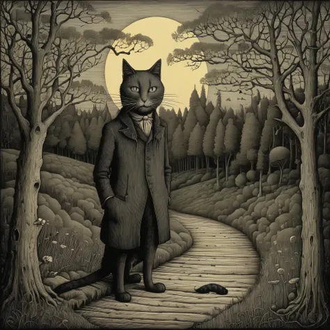 John Kenn Mortensen Style - High Resolution, Surreal,Cat