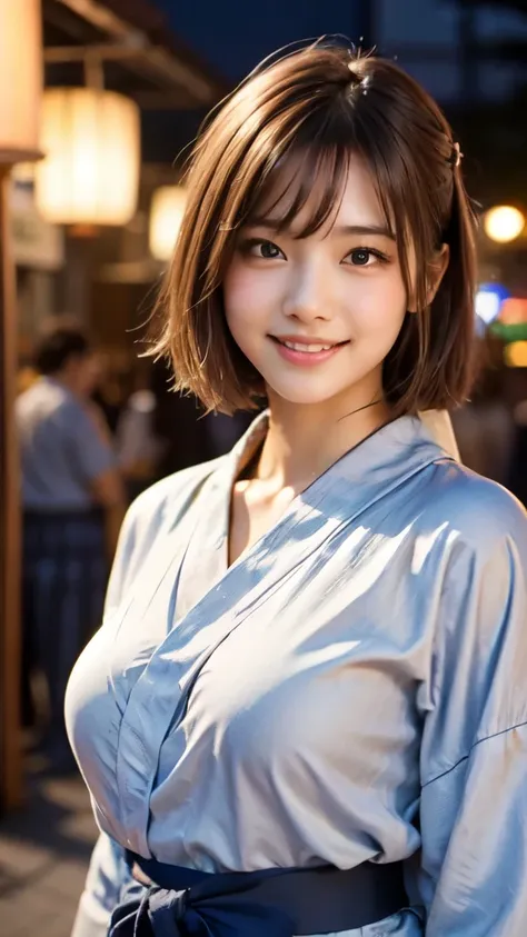 8k,Highest quality,(masterpiece:1.2),(Realistic),(Realistic:1.37),Ultra-high resolution,1 female college student,city,smile,Beautiful Eyes,Summer festival,(((Beautiful yukata))),Big Breasts,Perfect body,Perfect Fingers,Professional Lighting,gravure,Detaile...