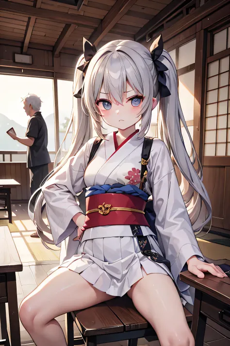 In the summer daytime, in a Japanese-style classroom,detailed background,beautiful background
BREAK
A stubborn old man,twintail,ブレザー
BREAK he folds his arms, with wrinkles between his brows. An aura of anger (emanating:1.5) rises from his body. BREAK maste...