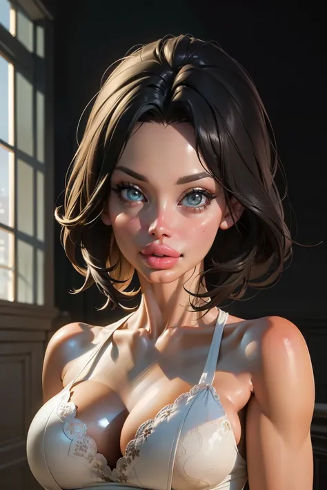 3D render highly detailed, so cute beauty young woman, detailed perfect face, soft lighting "HDR lightning", intricate artwork masterpiece, magazine, vogue painting, intricate body, ultra high quality model, octane render perfect , 8k, sharp focus, midnigh...