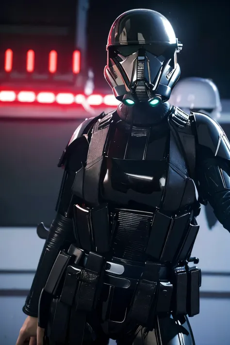 teen girl, star wars Deathtrooper, big thighs sexy teen, with helmet, doing sexy pose