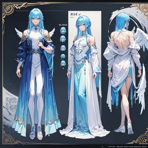 (Masterpiece, best quality), detailed, 1 man, ((character concept art)), ((character design sheet, same character, front, side, back)), full body, body complete, 1 Male angel, 1 Man angel, Detailed face, character design sheet，full bodyesbian, Highly detai...