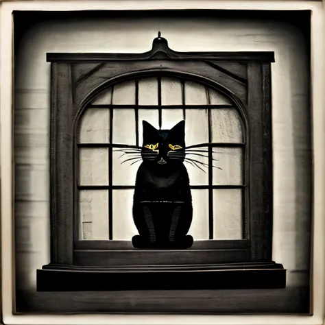 john kenn mortensen style - surreal、black and white photography、contemporary photography、reading cat