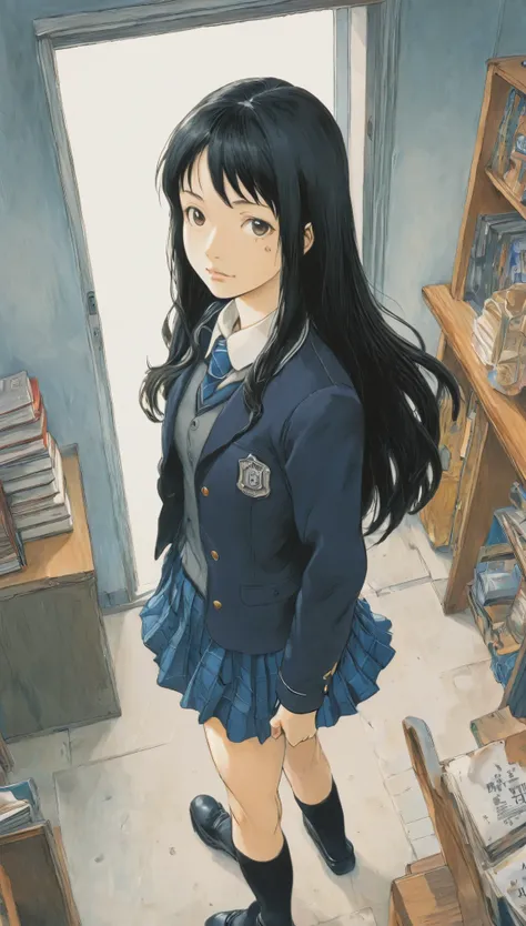 Naoki Urasawa、Beautiful girl、Highest quality、masterpiece、Ultra high definition、Japanese、uniform、high school girl、Long Hair、Black Hair、8k