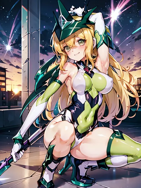 (Extremely detailed CG), (Highest quality),(full body)，(( Spread your legs，Strike a Pose)),1 teen_girl,alone, Akatsuki Kirika，symphogear，Perfect Face,  Glowing Skin, Glowing Skin, Wide Hips,Tight waist,Knee-high boots，Elbow Bag,1 girl, Long Hair, Big Breas...