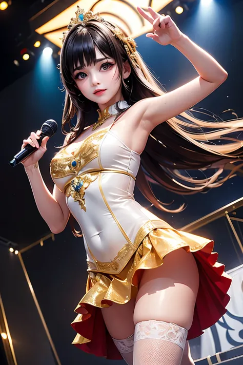 masterpiece,Highest quality,Very detailed,Beautiful girl in idol costume,,stage