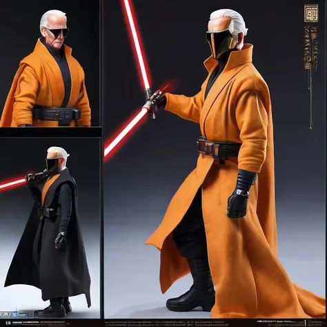 Black gold punk mine snow light orange rough linen cloak Biden lightsaber space squat 1:6 Miniature，illustration